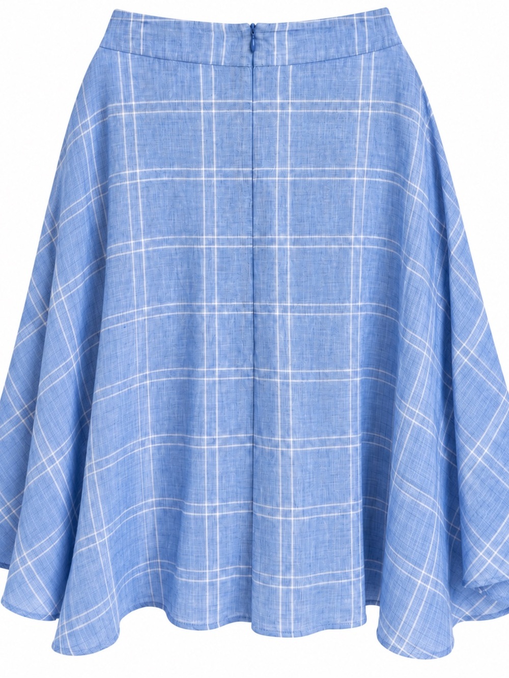 Zara Woman Blue Plaid Flowy Midi Skirt Size M Windowpane A-Line - Picture 3 of 6